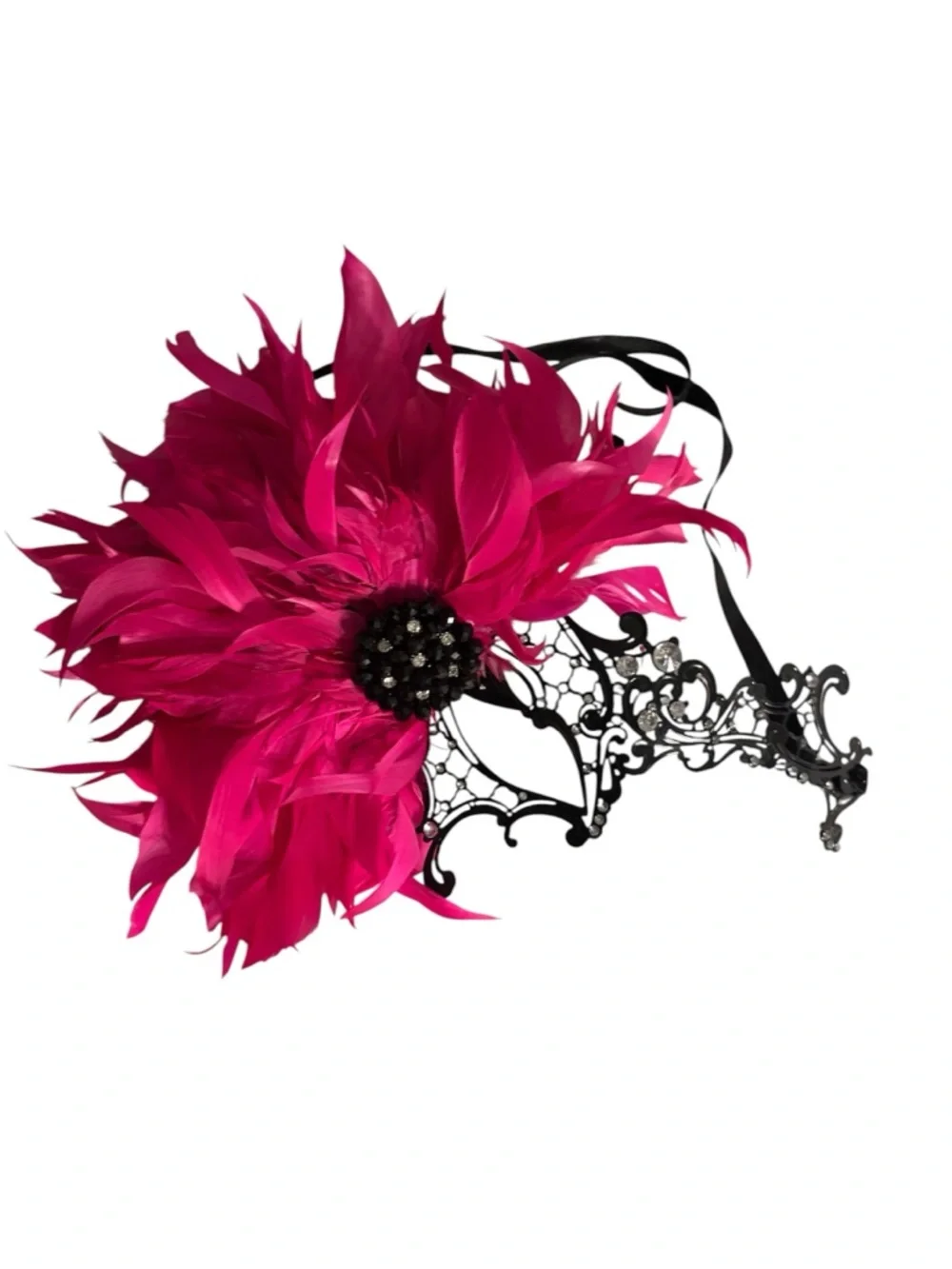 Custom Made Head Dress NY Pink Feather Embellished Masquerade Mask Dora Marra